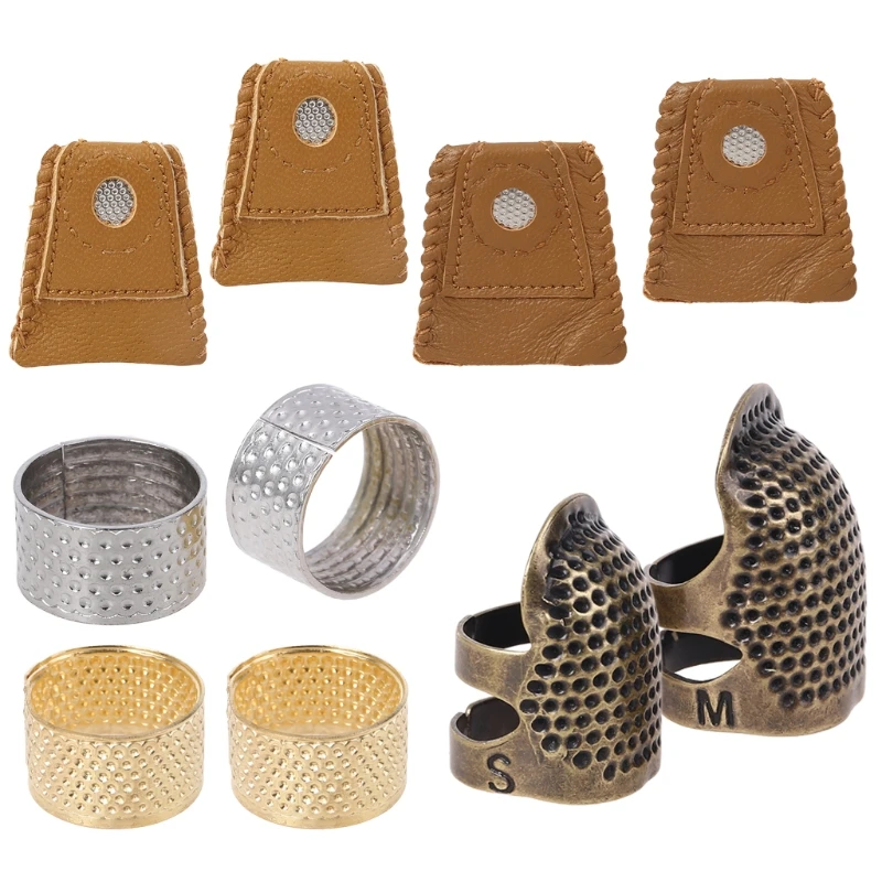 

8pcs/set Adjustable Finger Thimbles Metal Shield Protector Pin Needles Ring Hand Sewing Quilting DIY Craft Accessories