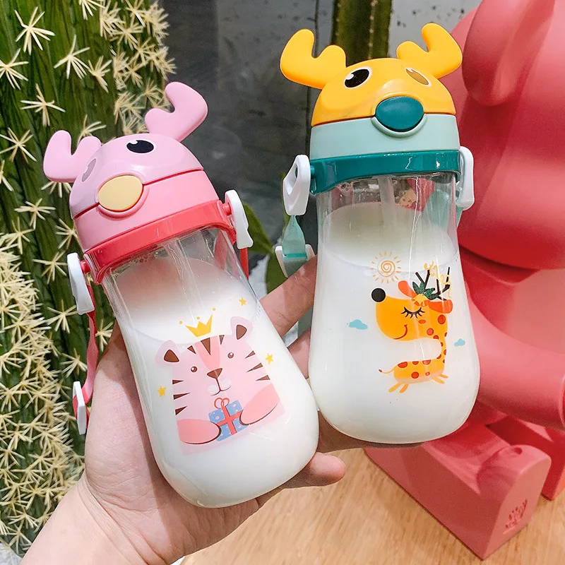 Новая Милая чашка с оленьими рогами детская для воды пластиковая крышка бомбой