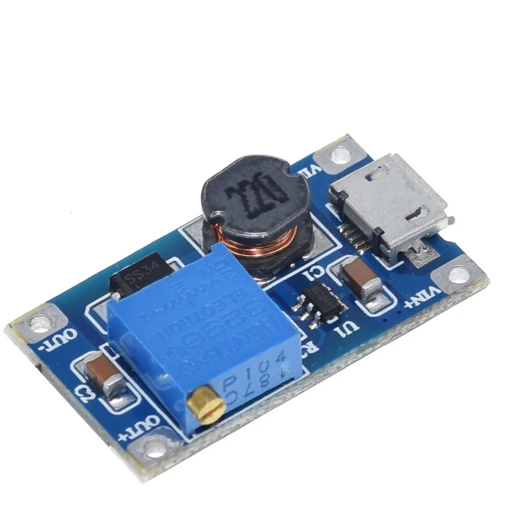 TZT MT3608 DC-DC повышающий усилитель конвертера модуль питания повышающий макс. выход 28 в 2A для arduino