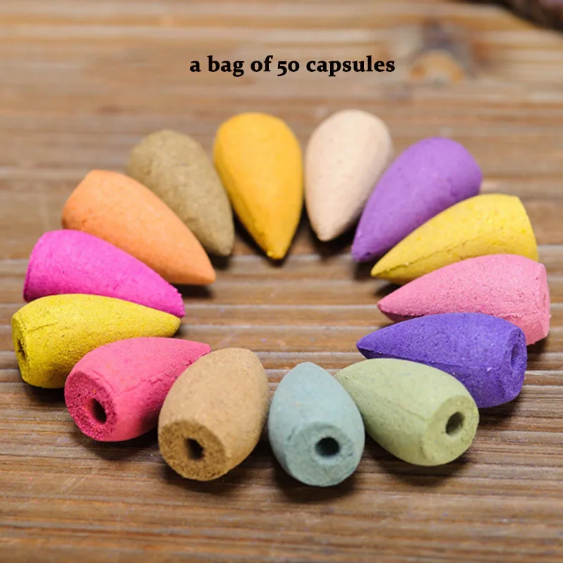

50 pieces of reflux home bedroom home incense tower cone hollow sandalwood