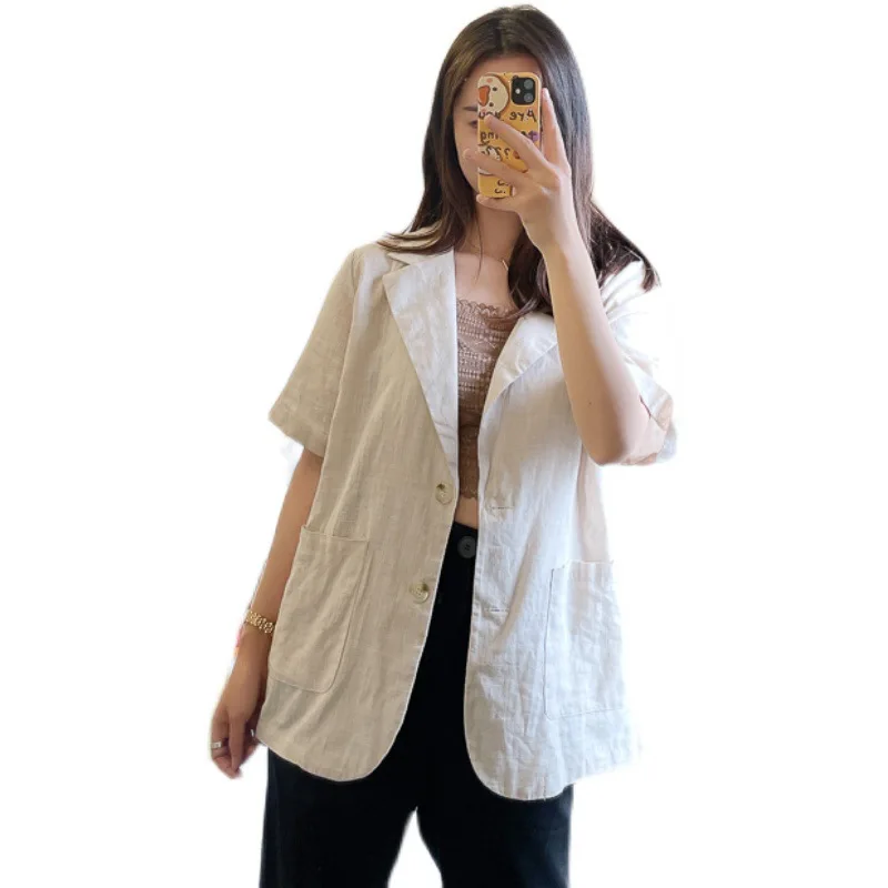 

Temperament Thin Cotton And Linen Suit Loose Thin Coat 2021 New Summer Dresses Short Jacket