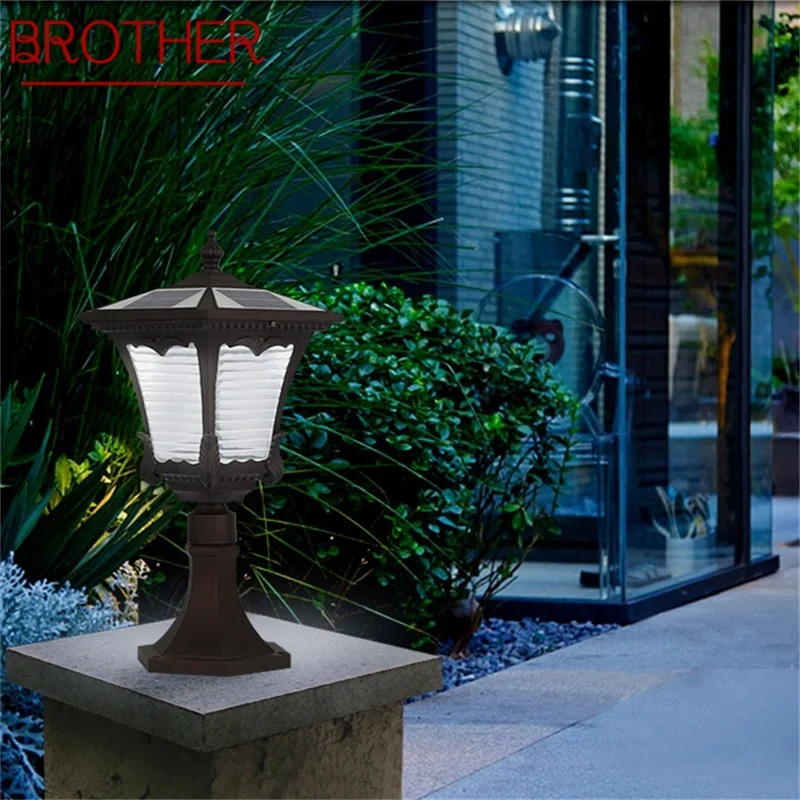 

BROTHER Solar Wall Lamp Outdoor LED Modern Post Light Pillar Waterproof For Home Patio Porch Garden Courtyard Villa Lawn Lamp