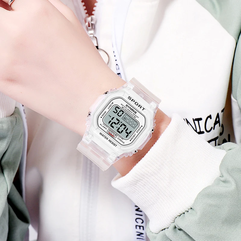 

2021 New Fashion Ladies Watch Casual Transparent Digital Sports Watch 50M Waterproof Calendar Clock Women Watch Gift Reloj mujer