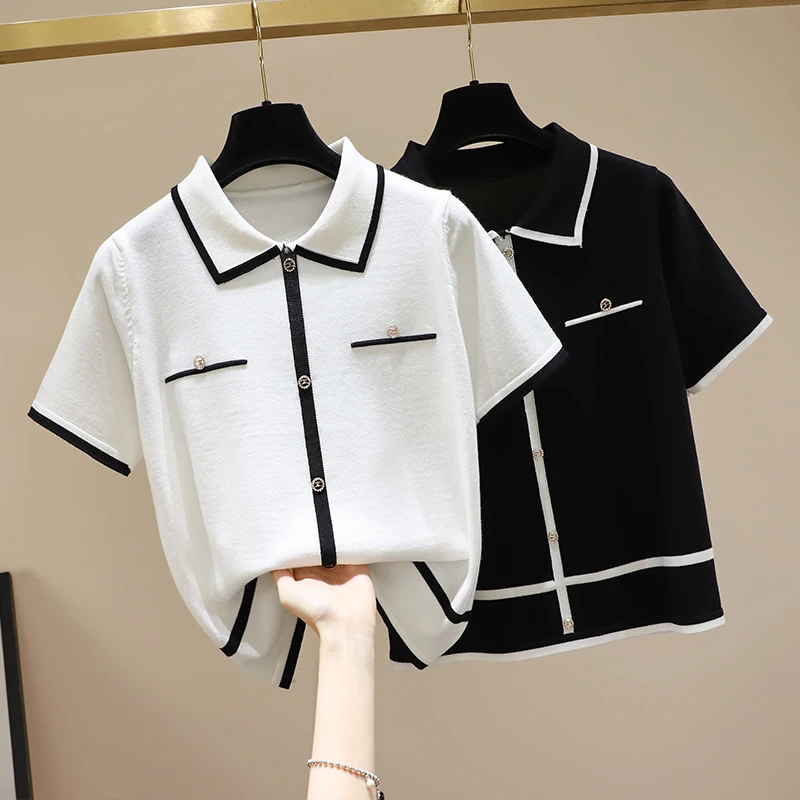 Свитер с коротким рукавом женская футболка свободный базовый однотонный пуловер