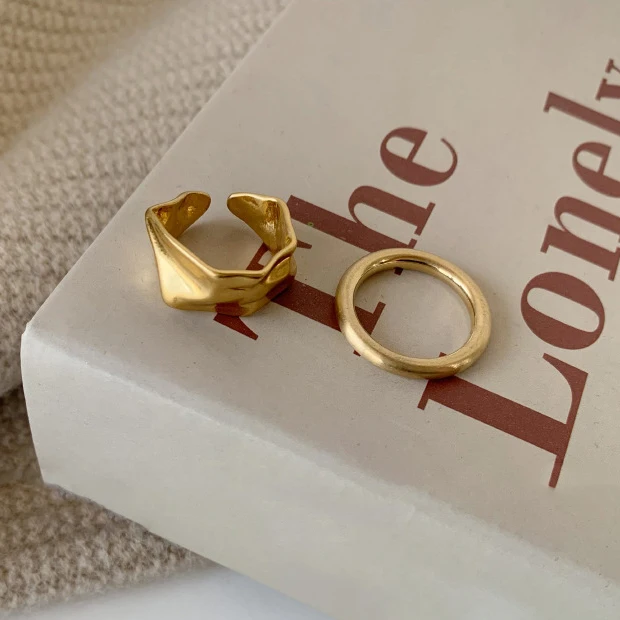 

Gold Finger Rings For Women Fashion Jewelry Big Irregular Open Golden Ring Korean Ladies Cool Hip Hop Style Jewellery