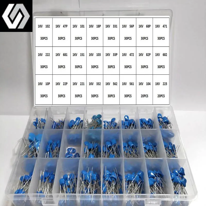 

700PCS/Lot 1KV 1000V 10PF-821PF 24Values Assorted Kit High-Voltage Ceramic Capacitors Package