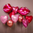 Большие красные розовые губы, фольгированные шары, свадебные, Помолвочные, с любовным сердцем, воздушные гелиевые шаров, для дня рождения, невесты, быть мальчишником, поставка декора