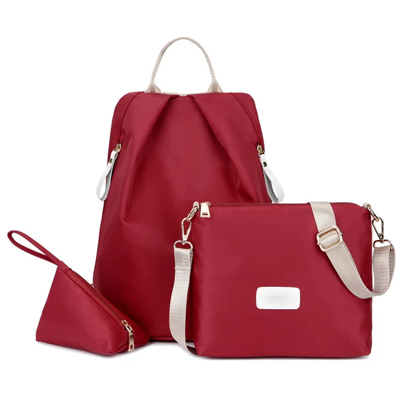 

2021 Hot Fashion Nylon Backpack Three-piece Sleeve Female Bag