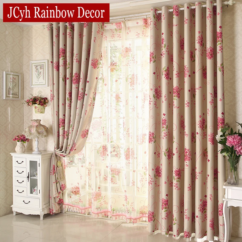 Современные розовые светонепроницаемые занавески с цветочным рисунком для