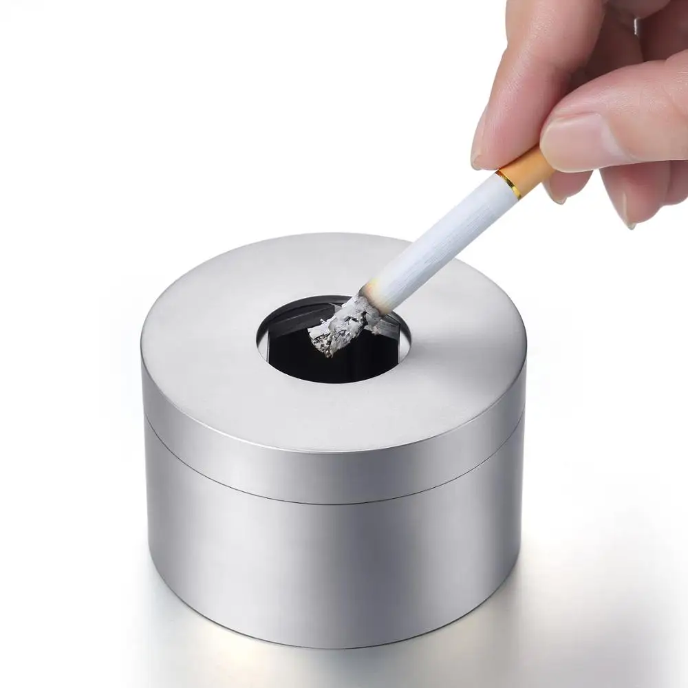 

Rotating Lid Ashtray 304 Stainless Steel Creative Fly Ash Rrevention Ashtrays Office Home Decorations