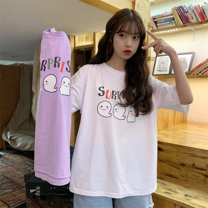 

Summer New Short-sleeved T-shirt Women Korean Style Loose Graffiti Shirts for Women Graphic T Shirts Women Fashion Tops
