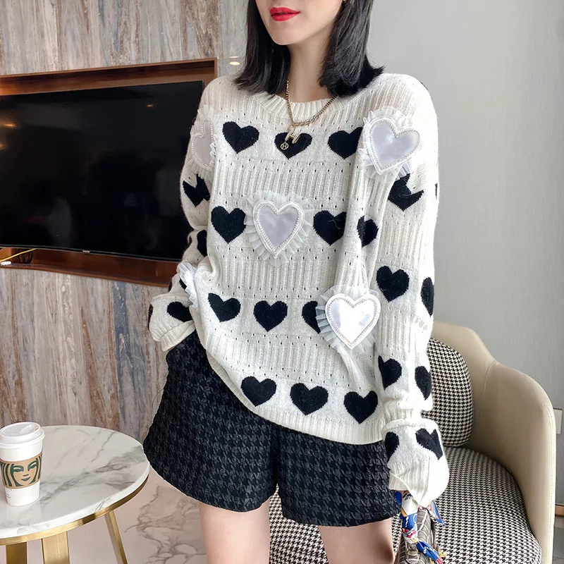 

Printed knit women loose age-reducing western style long sleeve blouse 2021 New autumn Fashion European SDX0238-