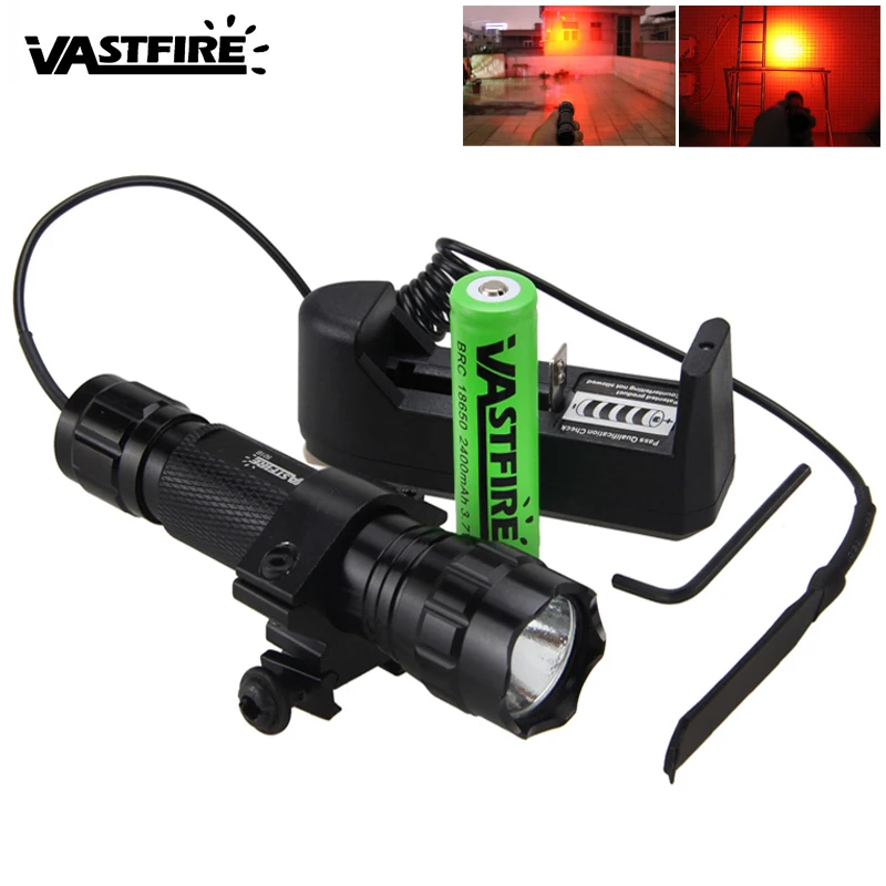 

5000lm XM-L Q5 T6 Led Weapon Gun Light White Tactical hunting Flashlight+Rifle Scope Airsoft Mount+Remote Switch+18650+Charger