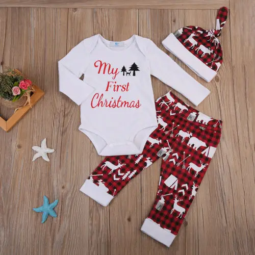 My First Christmas/Одежда для маленьких мальчиков и девочек повседневный популярный