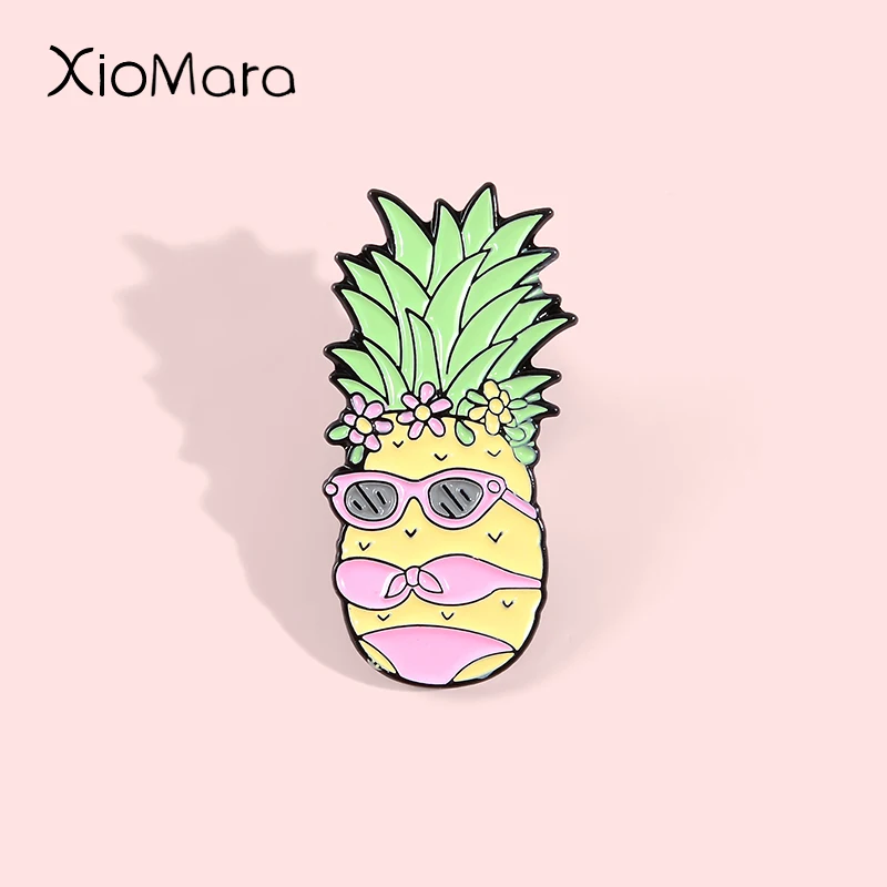 Ms. Ананас эмаль Pin мультфильм летний праздник бикини Фрукты украшения на джинсы