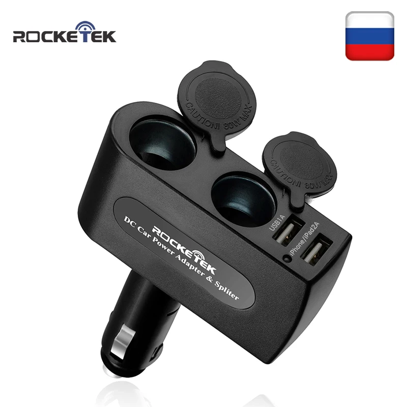 Автомобильное зарядное устройство Rocketek multi usb smart IC 2 USB 3.1A 2 гнезда прикуривателя аксессуары для телефона samsung Автомобильное зарядное устройство