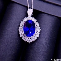 kjjeaxcmy fine jewelry 925 sterling silver natural sapphire girl new noble pendant necklace chain support test chinese style