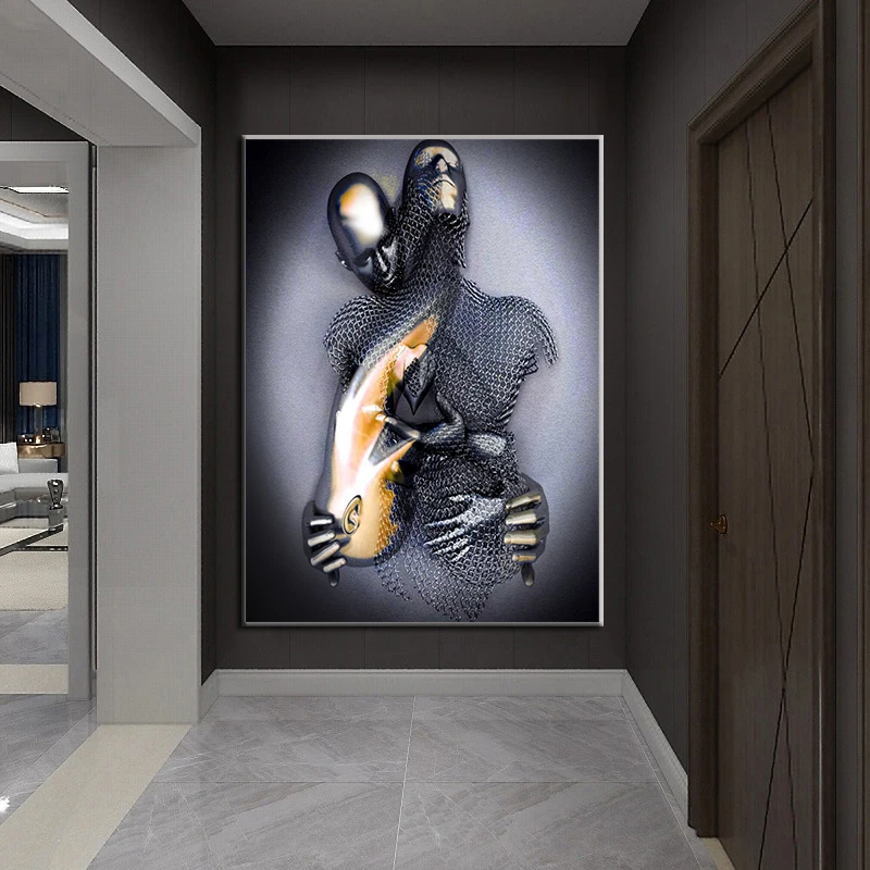 

Metal Figure Statue Canvas Painting Romantic Abstract Sculpture Prints and Posters Modern Wall Art Picture for Living Room Decor