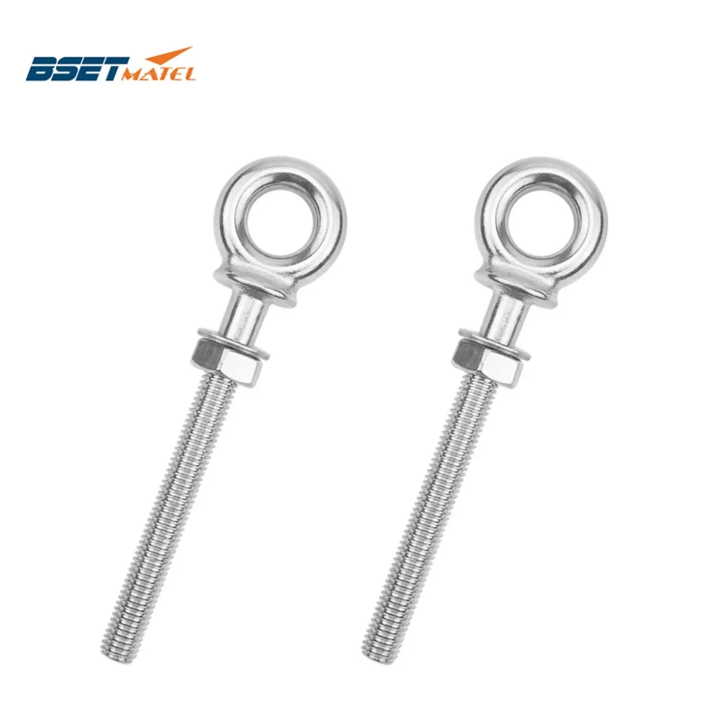 

2X BSET MATEL M6 M8 M10 Marine Grade 316 stainless steel longer Lifting Eye Bolts lift bolt Screws Ring Loop Hole for Cable Rope