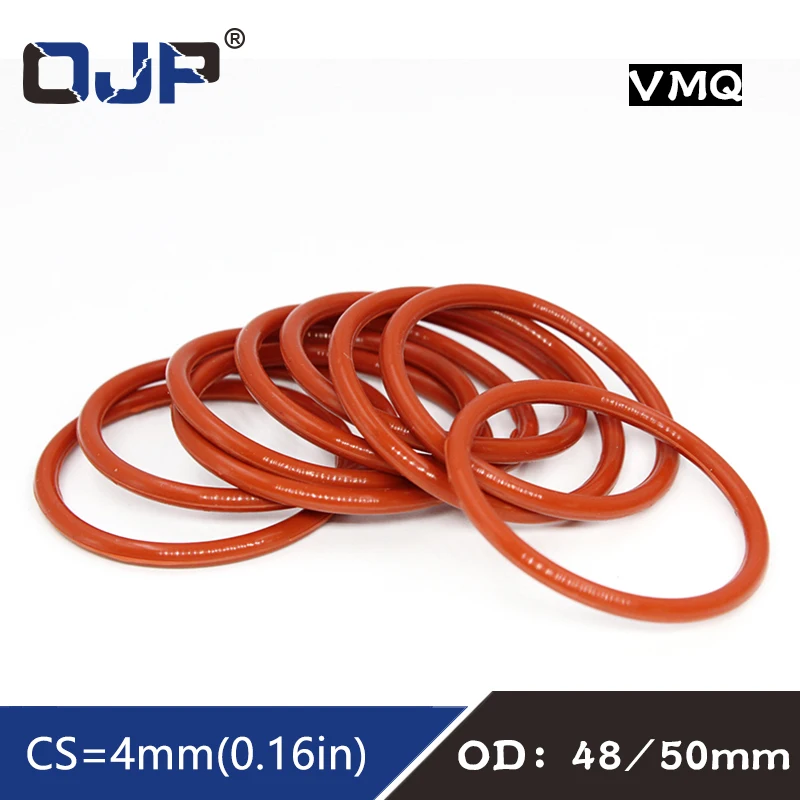 

5PC/lot Red Silicon Rings Silicone O ring Sealing 4mm Thickness OD48/50mm Rubber O-ring Seal Gaskets Strip Sanitary Washer