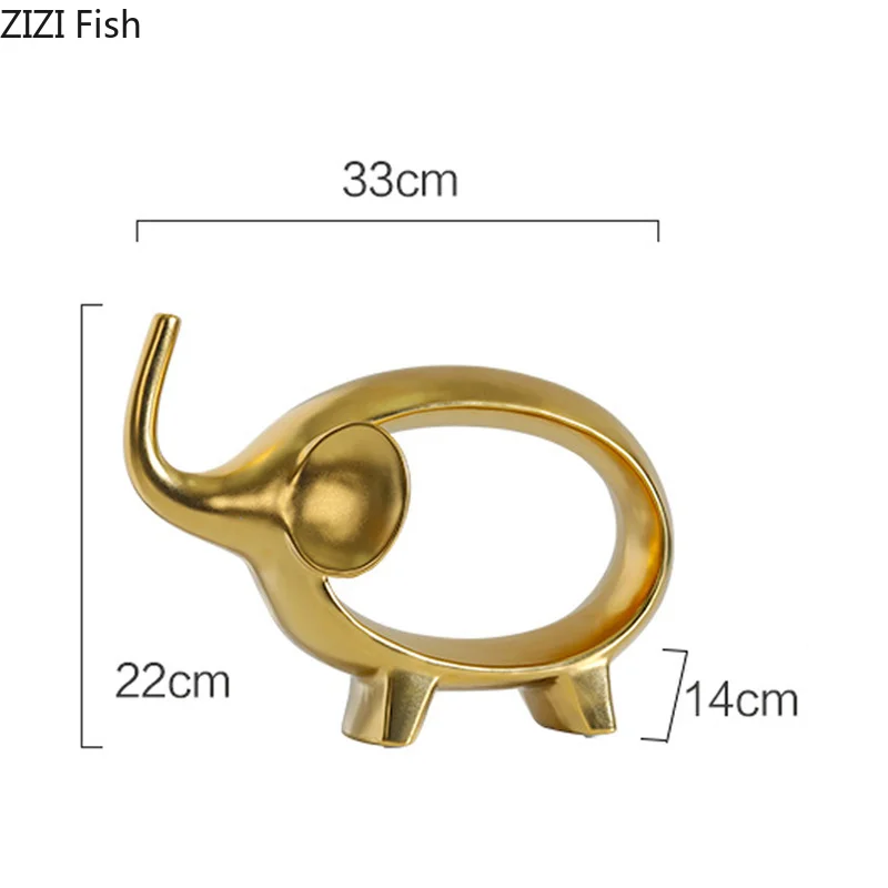 

Creative Modern Ceramic Golden Elephant Ornaments Animal Sculpture Ornaments Home Living Room Office Desktop Home Decorations