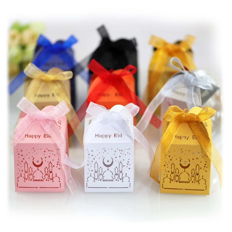 

10 Pcs Favor Box Eid Mubarak Candy Box Al-Fitr Eid Event Party Supplies Ramadan Kareem Gift Boxes Islamic Muslim Festival Happy