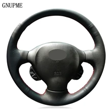 DIY Hand-stitched Black Artificial Leather Car Steering Wheel Cover For Hyundai Santa Fe 2001 2002 2003 2004 2005 2006