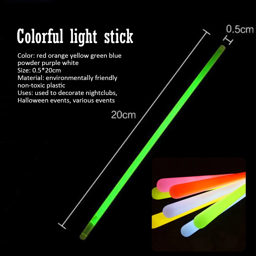 Collares de barras de luz fluorescente para fiesta, pulseras de colores brillantes de ne&oacute;n para boda, fiesta, concierto, suministros para Festival, 100 Uds.-5