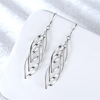 trendy long hook jewellery drop dangle earrings triple leaf womens