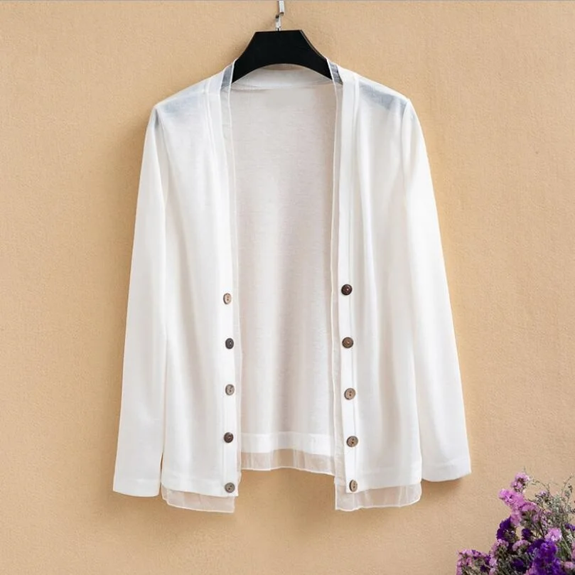 Кардиган женский вязаный с длинным рукавом повседневная шаль верхняя одежда