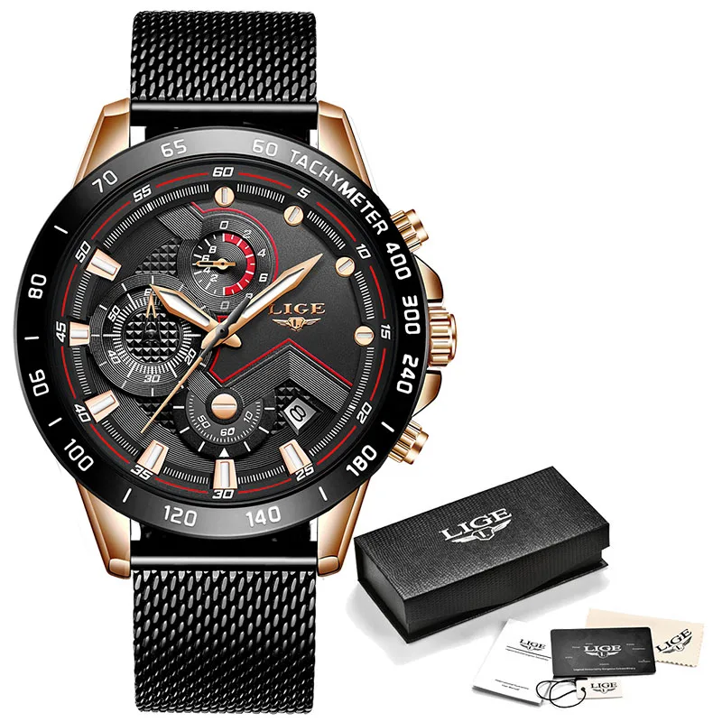 

LIGE New Top Brand Luxury Men's Fashion Watches Men Sport Waterproof Quartz Watch Man Chronograph WristWatches Relogio Masculino