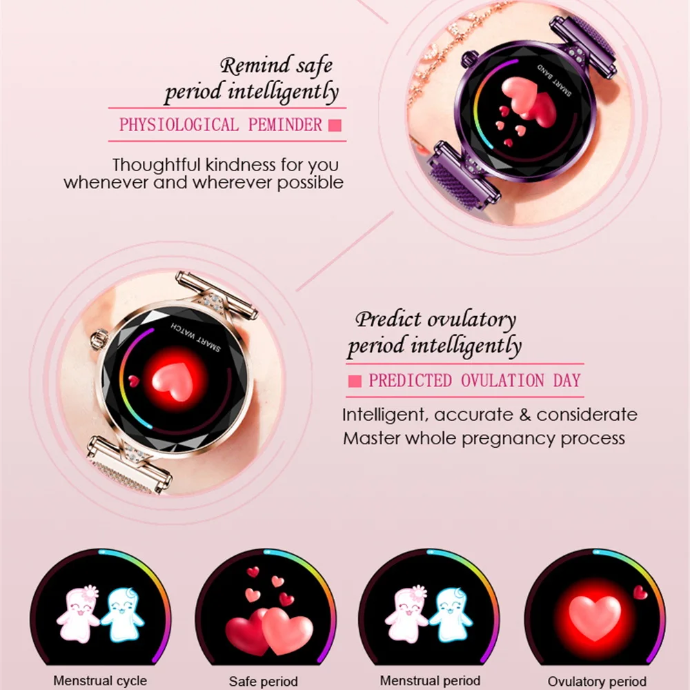 

Lady Fashion H1 Smart Watch Women Diamond Bluetooth Waterproof Heart Rate Monitor Fitness Tracker Smartwatch Wearable Bracelet