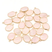 natural stone rose quartzs pendants gold plated crystal for trendy jewelry making diy women necklace earring accessories