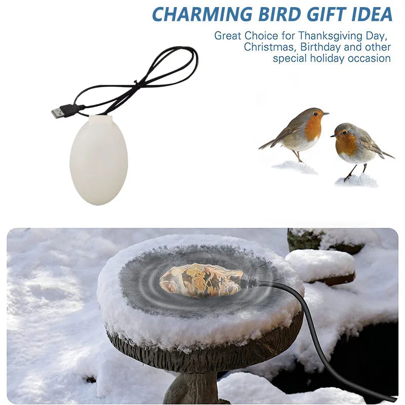 

USB Bird Bath De-icer Heater Automatic Thermostatically Controlled Birdbath Deicer Water Heater for Garden Lawn Patio NOV99