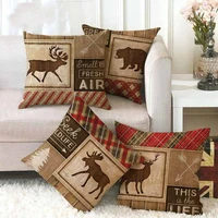 vintage christmas decoration cushion set elk animal print pattern home sofa soft bed throw pillowcase accessories