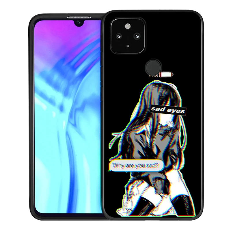 

Anime Aesthetic Senpai Shockproof Cover for Google Pixel 5 4 4a XL 5G Black TPU Soft Phone Case