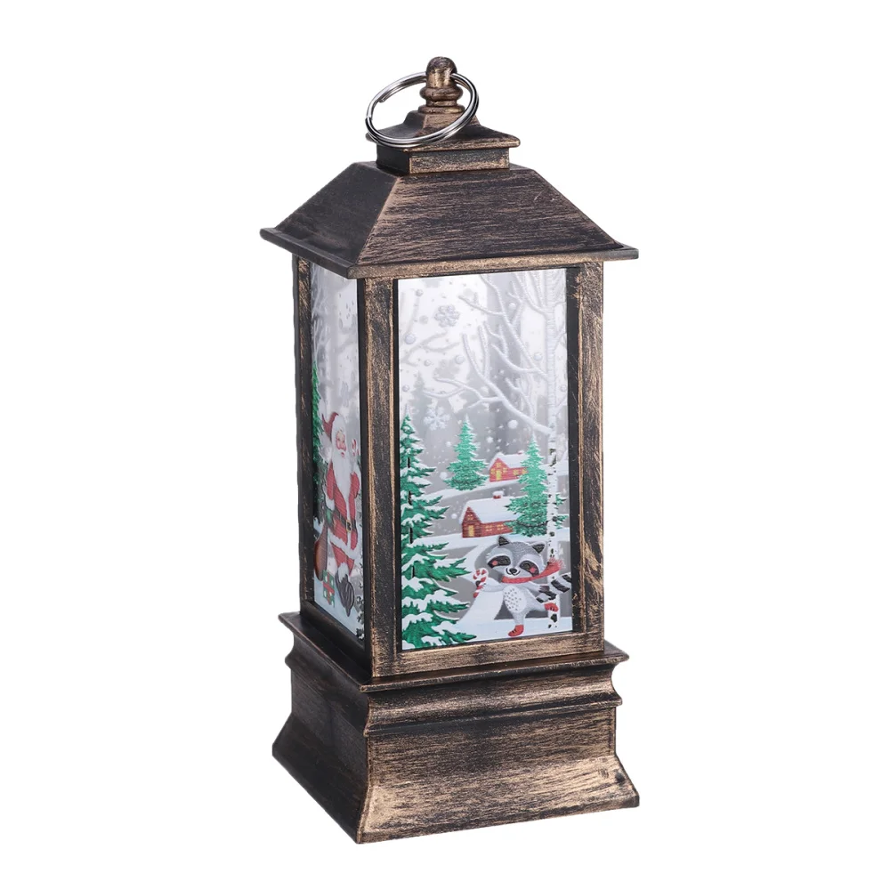 

Christmas Wind Light Hanging Vintage Night Light Santa Pattern Wishing Lamp (Size L, Without Battery)