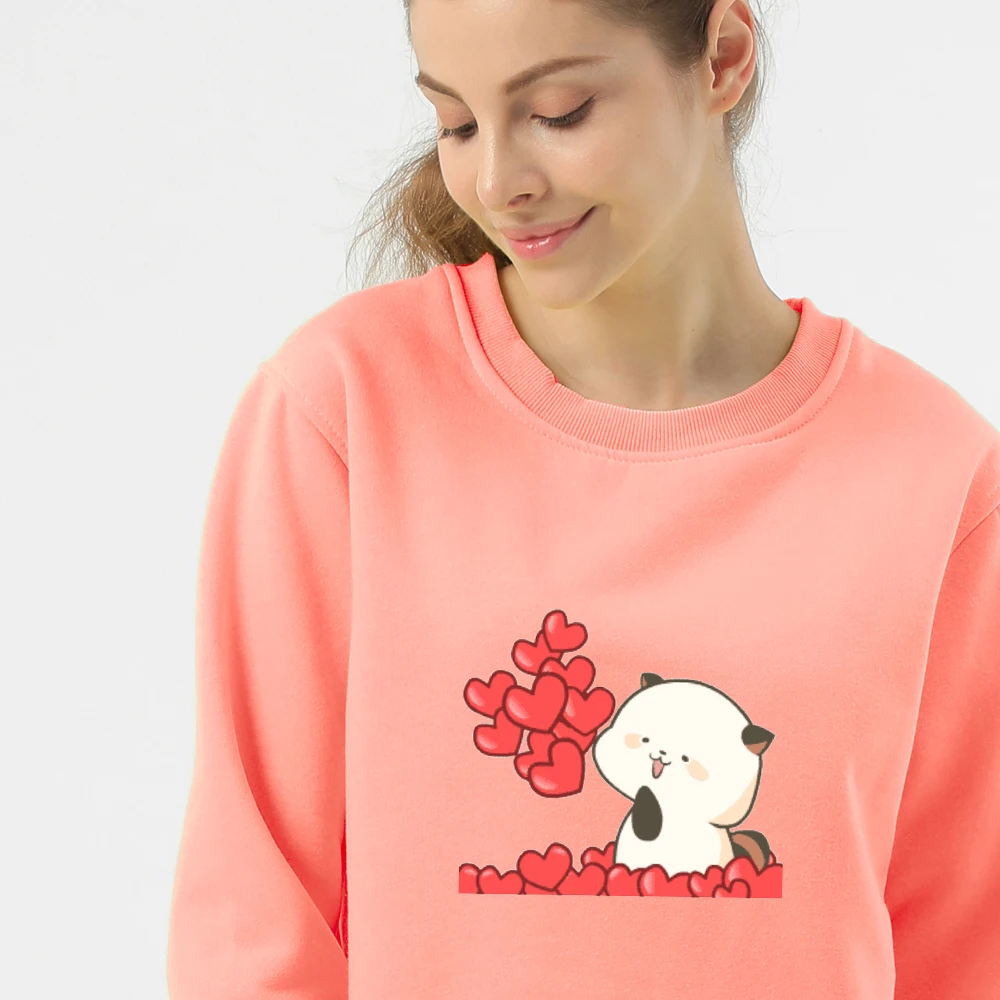 Свитшот женский оверсайз с рисунком енота пуловер капюшоном в стиле Харадзюку