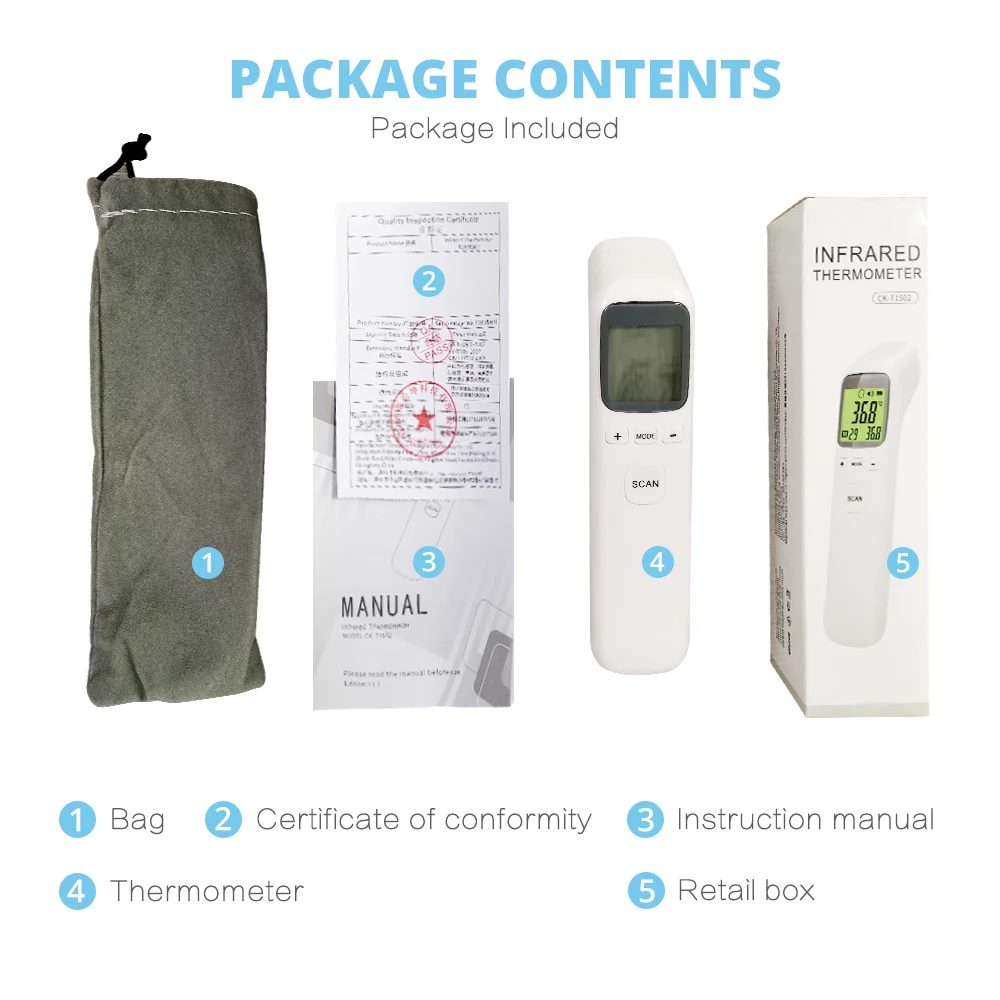 

SLAIXIU Baby Thermometer Infrared Digital LCD Body Measurement Forehead Ear Non-Contact Adult Body Fever IR Children Termometro