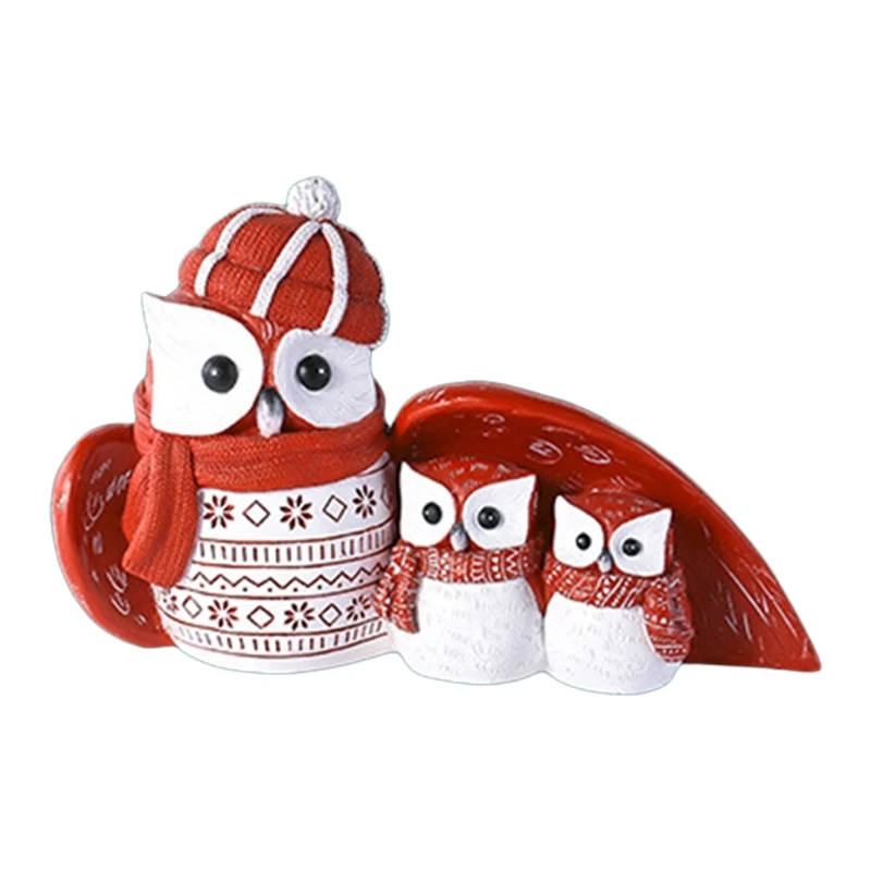 

Christmas Cartoon Statue Resin Ornament Owl Santa Snowman Figurine Xmas Decor