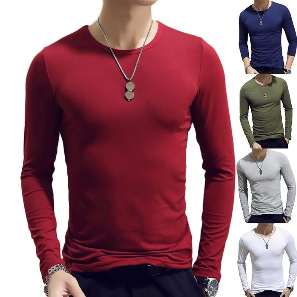 Casual Men Solid Color O Neck Long Sleeve Slim T-shirt Sports Bottoming Top Slimming Belt Fat Burning Compression Shaping Vest