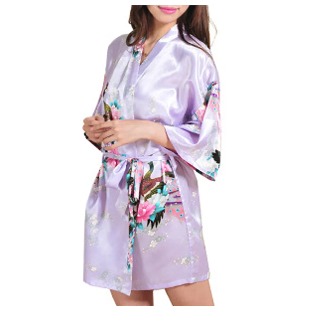 Женский сексуальный атласный банный халат на тонких бретелях кружевное нижнее