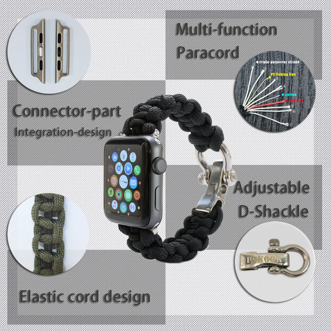 Ручной работы, нейлоновый ремешок для наручных часов Apple Watch, версии 5/4/3/2/1, спортивный кожаный браслет, 42 мм, длина-44 мм, ремешок для наручных часов iwatch, ремешок