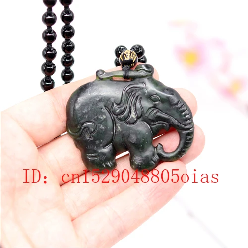 Натуральный черный зеленый нефрит обсидиан слон Кулон Бусы Изящные Ювелирные