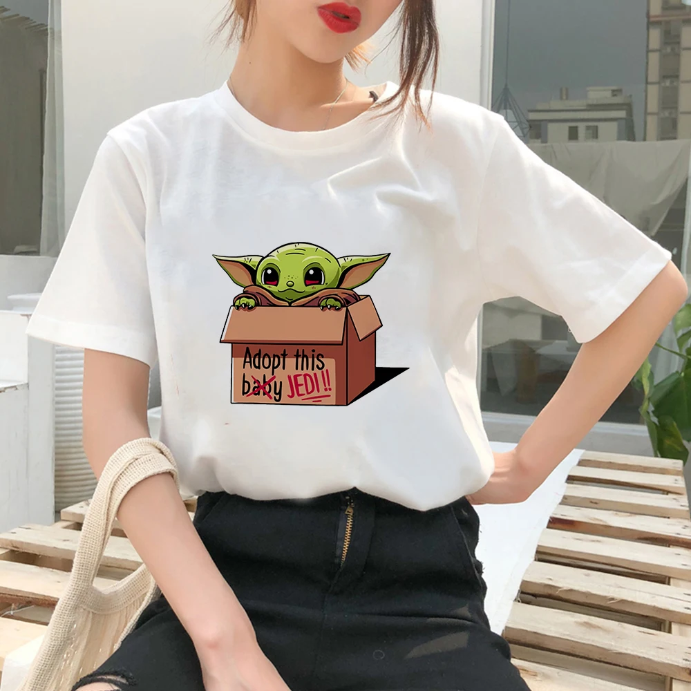 

Disney Top Brands Women's T-shirts Funny Baby Yoda Printed Streetwear T-Shirt Woman Kawaii Comfy Clothes