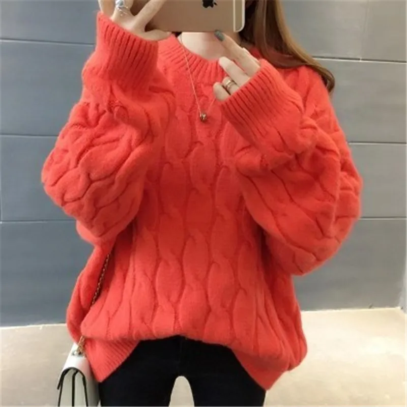 Blue O-Neck Twisted Sweater Women 2020 Autumn Winter Fashion Long Sleeve Cashmere Pullovers Female Knitted Jumper Tops PZ2530 | Женская