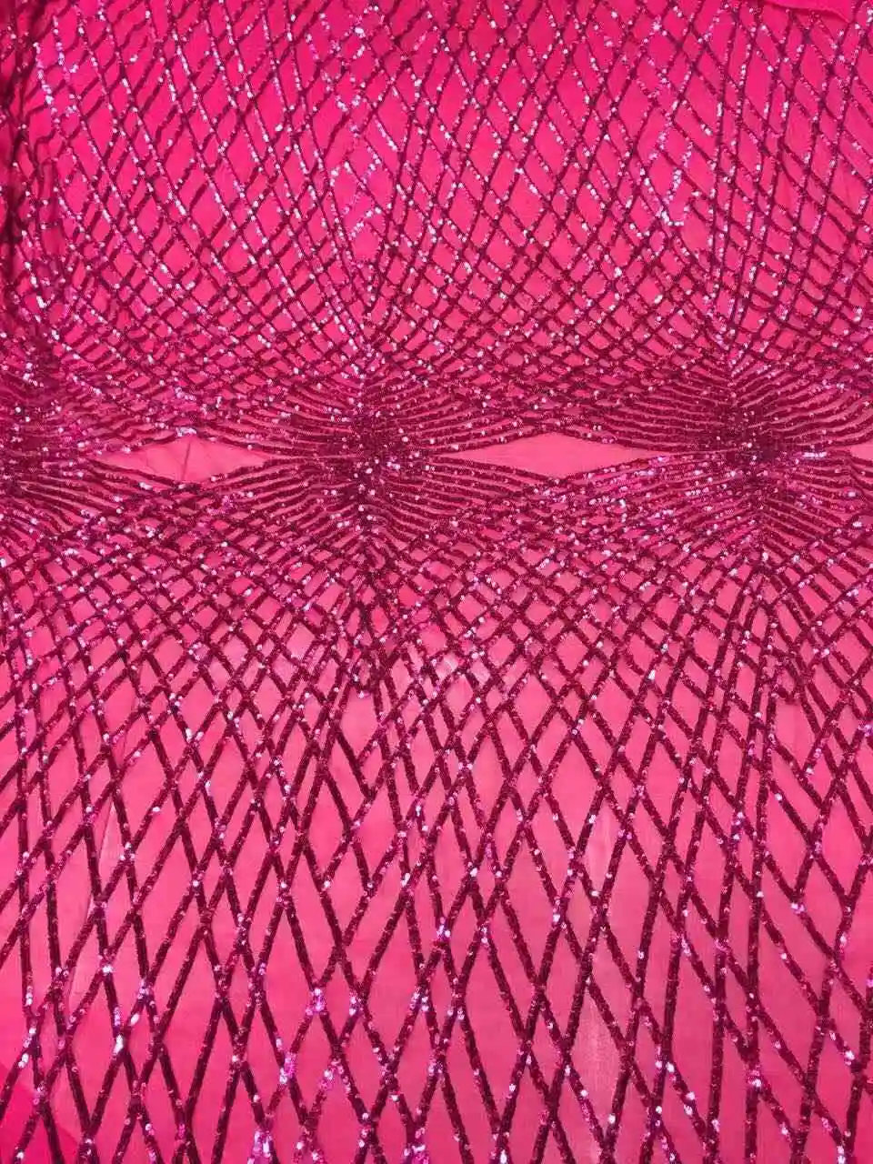 Rose red LASUI элегантные черные блестки вышитые сетчатые кружева четырехсторонняя эластичность DIY свадебное платье ткань высокого класса вечернее платье W0037 - Цвет: Rose red
