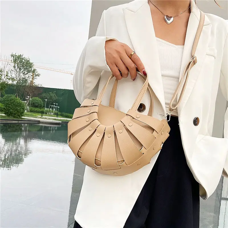 

Women's Shoulder Bag Semicircle Hollow Out Creative Design Leather Crossbody Handbags Wholesale 2022 New Fashion Female Bags