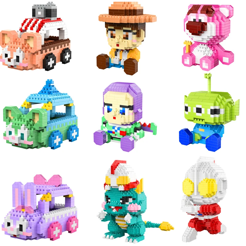 

349pcs+ Cartoon Woody Alien Diamond Building Blocks Ultraman Losto Duffy Cute Car Mini Micro Bricks Figures For Kid Gift