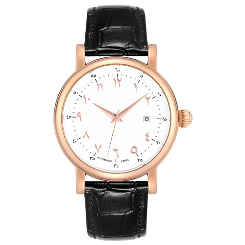rose gold black Большой корпус арабские часы для мужчин автоматические самоходные часы циферблат с арабскими цифрами лицо часы для мужчин автоматическое механическое движение - Цвет: rose gold black